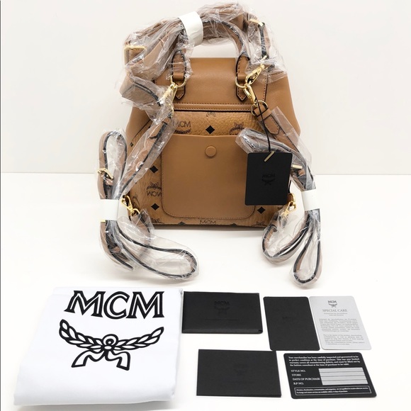 MCM Convertible Backpack/Crossbody Cognac Logo Bag - Picture 10 of 16